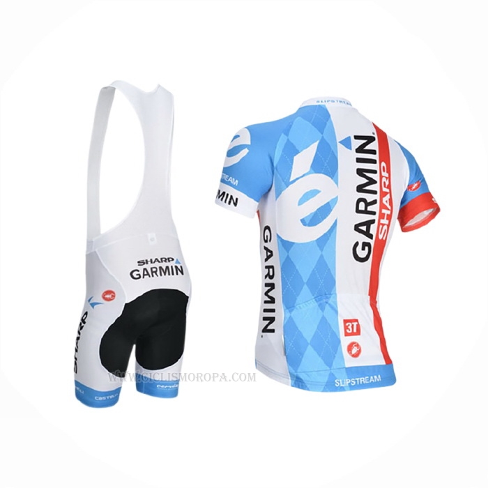 2014 Ropa Ciclismo Garmin Sharp Azul Claro Blanco Mangas Corta y Culotte Corto